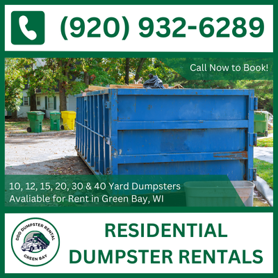 Rent Residential Dumpsters Easily in Green Bay, Wisconsin and Brown County - DDD Dumpster Rental Green Bay